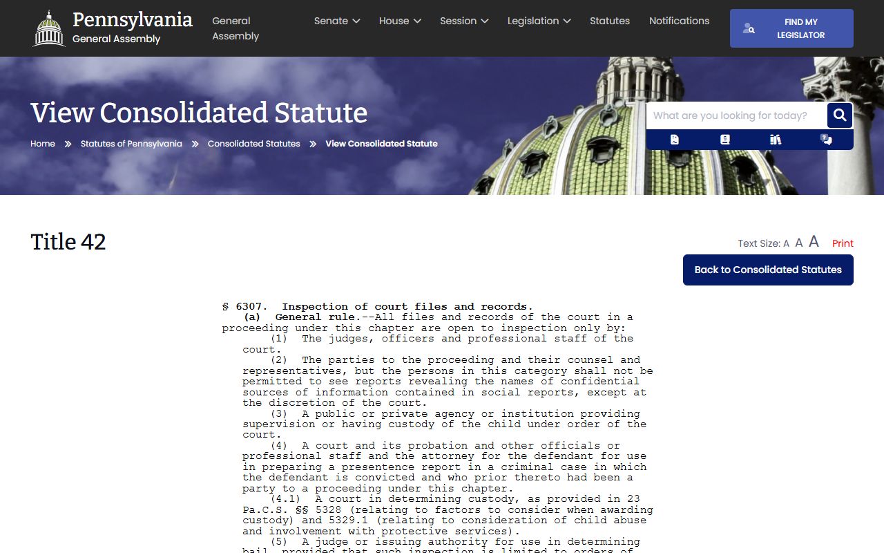 Pennsylvania juvenile court file inspection statute