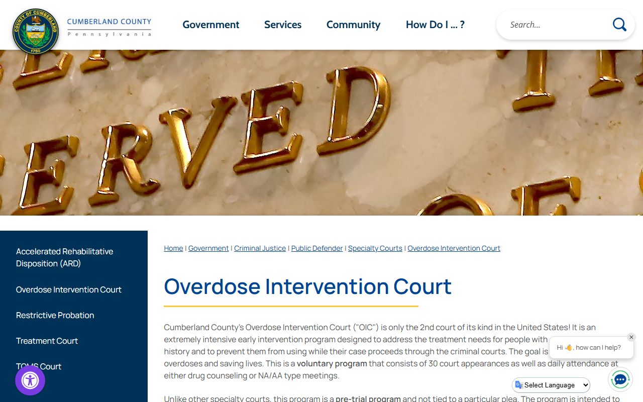 Cumberland Overdose Intervention Court page