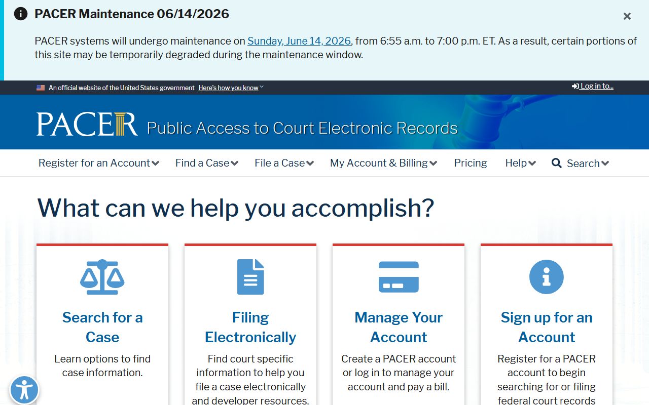 PACER public access service