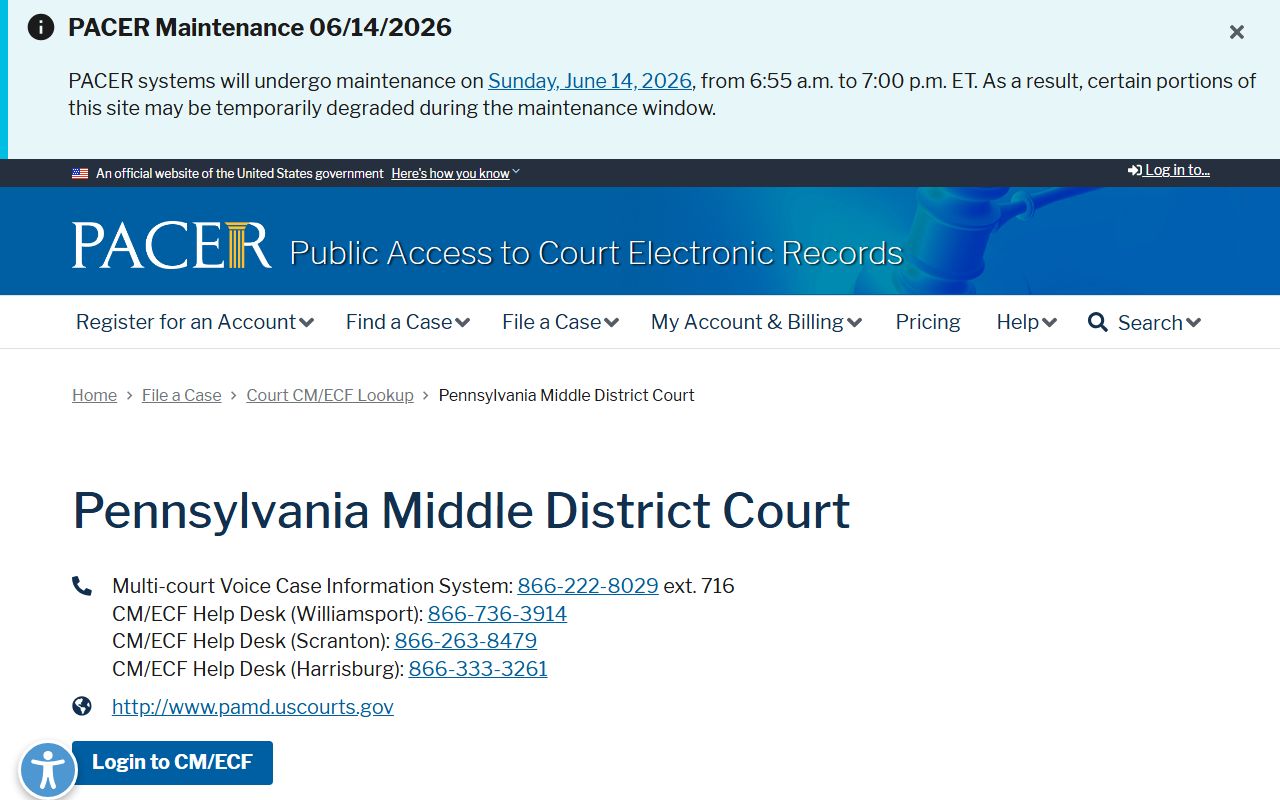 PACER Middle District lookup