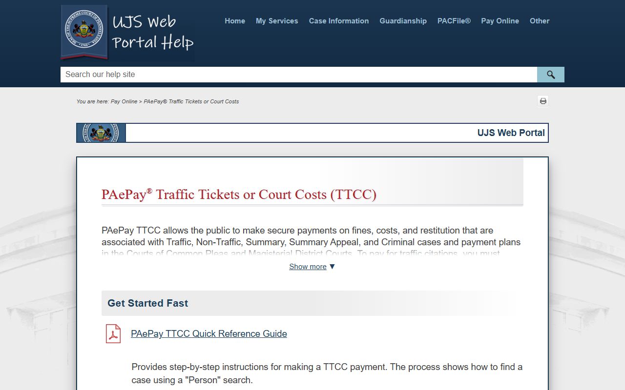 PAePay help for traffic ticket payment