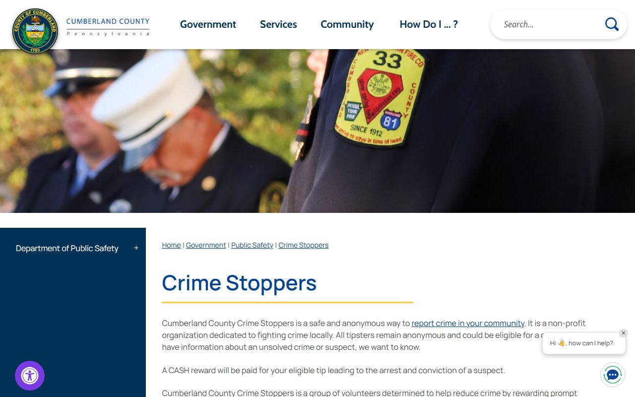 Cumberland County Crime Stoppers tip page